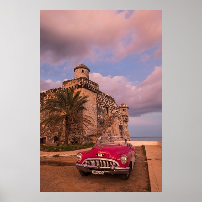 Red Classic Car, Kuba Poster (Vorne)