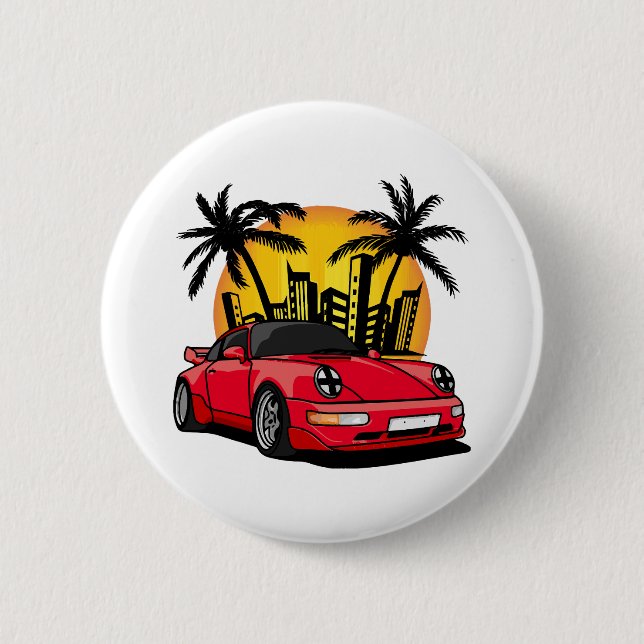 Red Classic Carrera - City Sunset Button (Vorderseite)