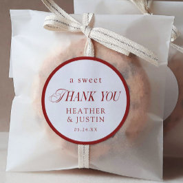 Red Classic Elegant Sweet Danke Gastgeschenk Hochz Runder Aufkleber