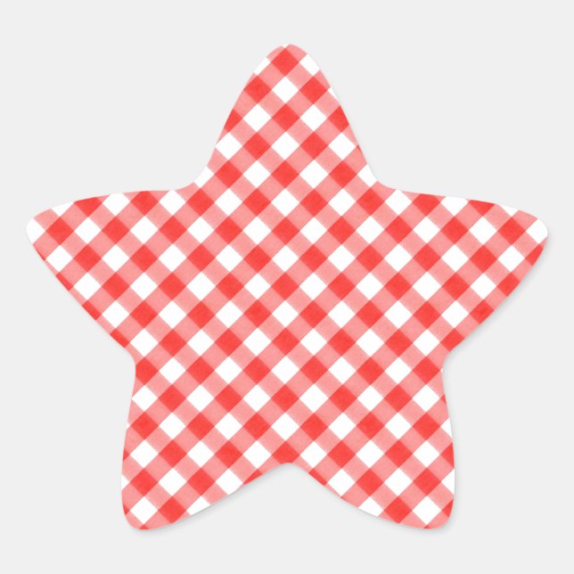 Red Classic Gingham Pattern Pic Nic Stern-Aufkleber (Vorderseite)