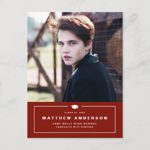 Red Classic Graduation Cap Foto Abschluss Ankündigungspostkarte