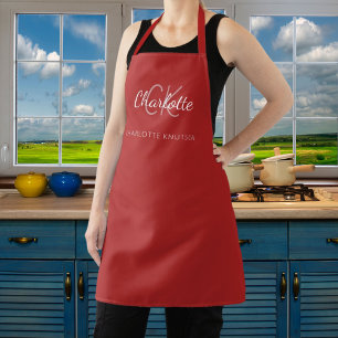 Red Classic Monogram Name Business Schürze
