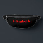 Red Classic Personalisiert Name | Black Stylish Bauchtasche<br><div class="desc">Red Classic Personalisiert Name | Black Stylish Fanny Pack</div>