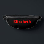 Red Classic Personalisiert Name | Black Stylish Bauchtasche<br><div class="desc">Red Classic Personalisiert Name | Black Stylish Fanny Pack</div>