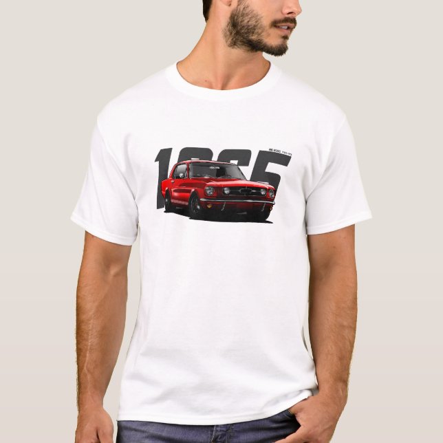 Red Classic Retro Muscle Car Mustang 1965 T-Shirt (Vorderseite)