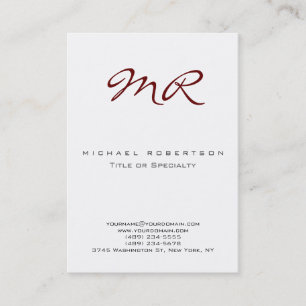 Red Classic Script Monogram Clean Business Card Visitenkarte