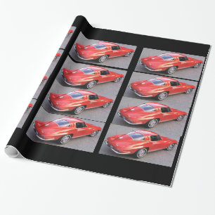 Red Classic Split Window Red Corvette Geschenkpapier
