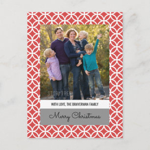 Red Classy Diamond Holiday Foto Postkarte