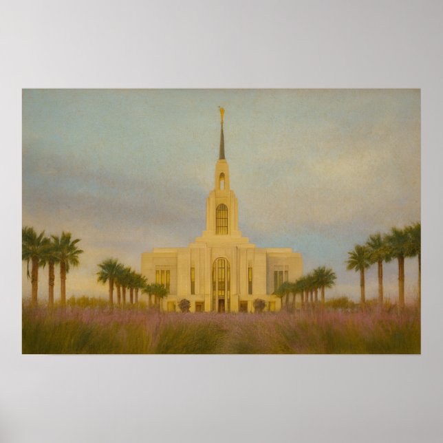 Red Cliffs Utah Temple Painting™ LDS Art Poster (Vorne)
