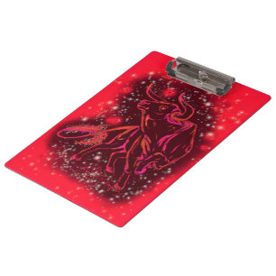 Red Clipboard Bull in der Starry Night Klemmbrett