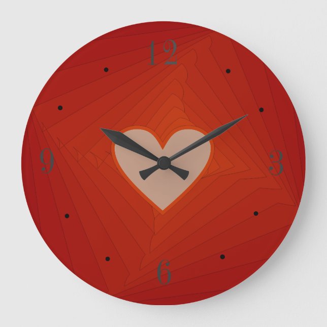 Red Clock mit Liebe Herzzentrum>Valentingeschenke Große Wanduhr (Vorderseite)