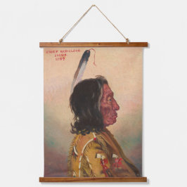 Red Cloud (Makhpiya-luta) Tapestry Wandteppich Mit Holzrahmen