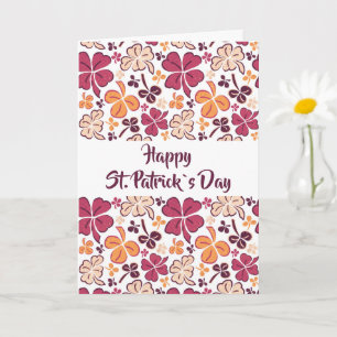 Red Clover Kleeblatt Pattern St Patrick`s Day Karte