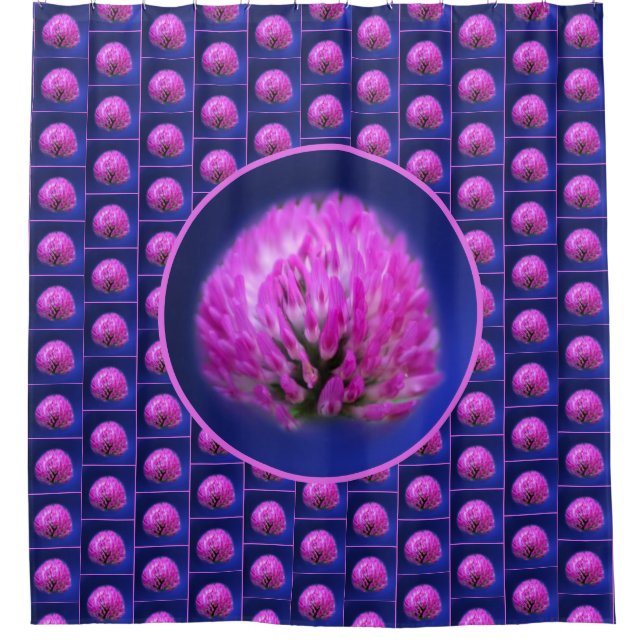 Red Clover Wildblume Abstraktes Muster Duschvorhang (Vorderseite)
