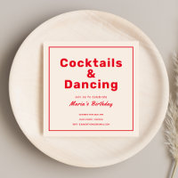 Red Cocktails & Drinks Bold Typography Adult