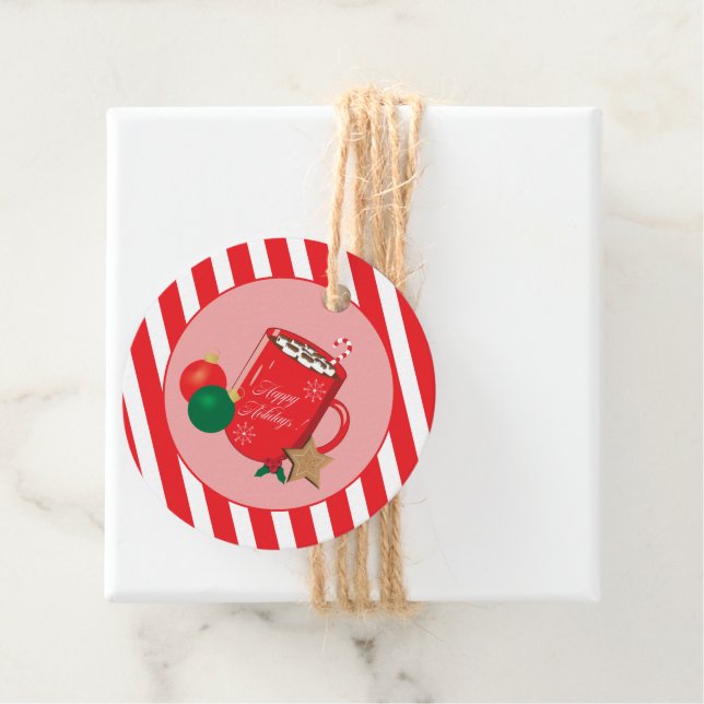Red Cocoa Tasse Candy Cane Streifen Geschenk | Gef Geschenkanhänger (Beispiel)