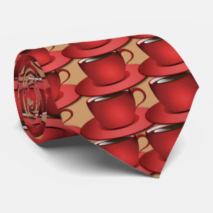 Red Coffee Cup Café Neck Tie Krawatte