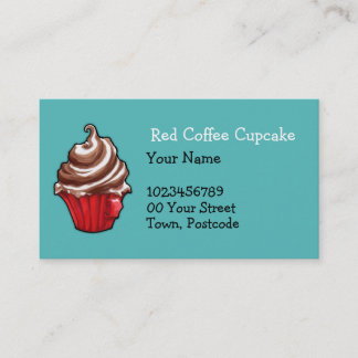Red Coffee Cupcake aquamarine Visitenkarte
