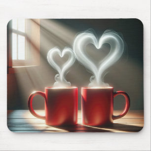 Red Coffee Mugs mit Dampftraden Mousepad