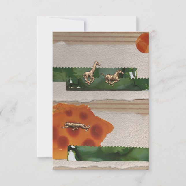 Red Collage von Afrikanischen Tieren Dankeskarte (Vorderseite)