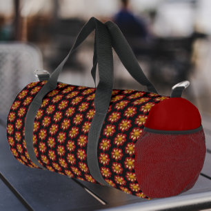 Red Collarette Dahlia Blumenmuster Duffle Bag