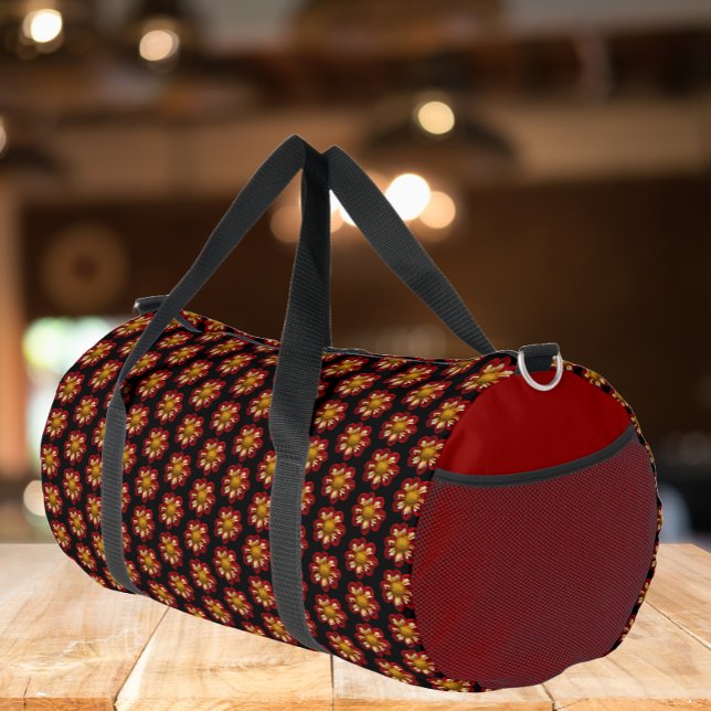 Red Collarette Dahlia Blumenmuster Duffle Bag (Von Creator hochgeladen)