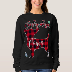 Red Color Kariert Chihuahua Mama Sweatshirt