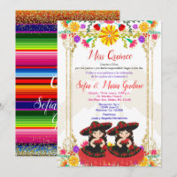 Red Colorful Mexican Floral Twin Quinceañera