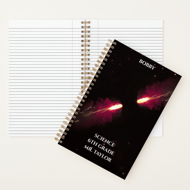 Red Comets Collide Red Cosmic Space Notizbuch (Innen)