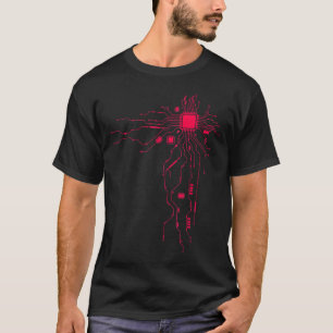 Red Computer CPU Core Herz Geek T-Shirt