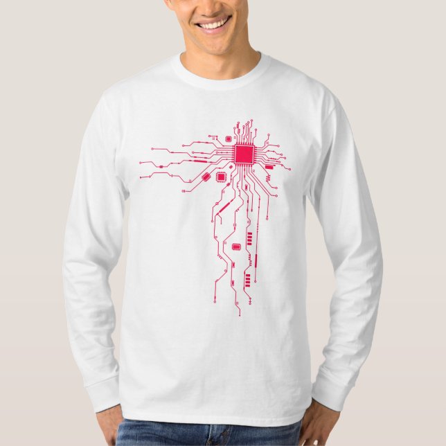 Red Computer CPU Core Herz Geek T-Shirt (Vorderseite)