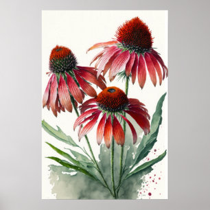Red Conefwers Art Print Poster