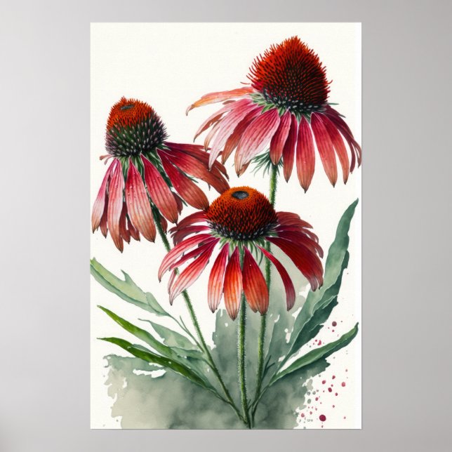 Red Conefwers Art Print Poster (Vorne)