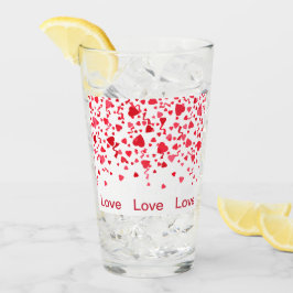 Red Confetti Hearts Liebe Valentinstag Glas