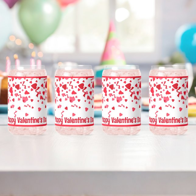 Red Confetti Hearts Personalisiert Valentine Dosenglas (Insitu (Geburtstag))