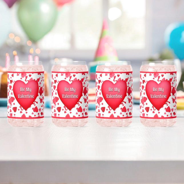 Red Confetti Hearts Personalisiert Valentine Dosenglas (Insitu (Geburtstag))