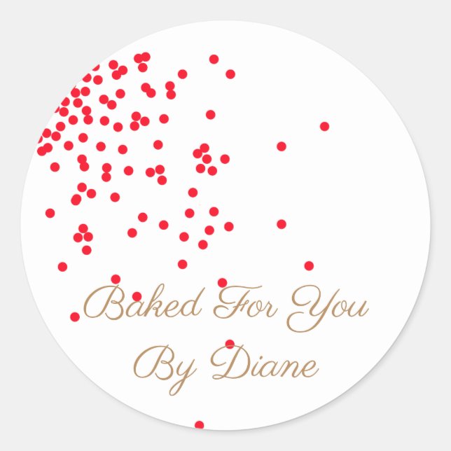 Red Confetti Holiday Labels Runder Aufkleber (Vorderseite)