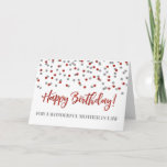 Red Confetti Mother in Law Birthday Card Karte<br><div class="desc">Geburtstagskarte für Jurinerinnen mit modernem Konfetti-Muster aus rotem und silberfarbenem Glitzer. Bitte beachten Sie,  dass Glitzer-Effekt nur fotografische Wirkung ist.</div>