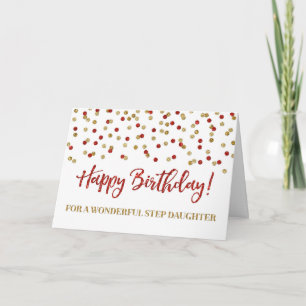 Red Confetti Step Tochter Birthday Card Karte
