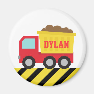 Red Construction Dump Truck Personalized Magnet