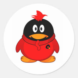 Red Cool Penguin Runder Aufkleber