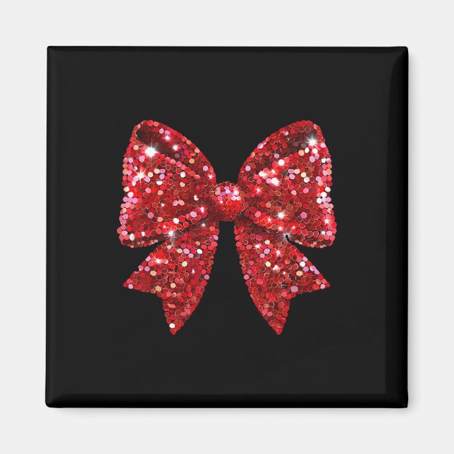 Red Coquette Bow Diskothek Ball Weihnachten Magnet (Vorne)