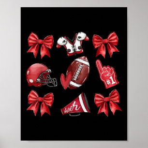 Red Coquette Bow Football Game Day Girls Kind Poster