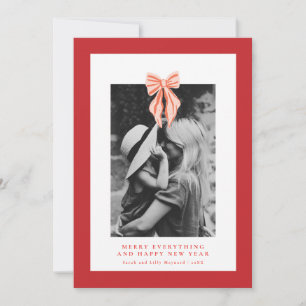 Red Coquette Bow Holiday Foto Card Einladung