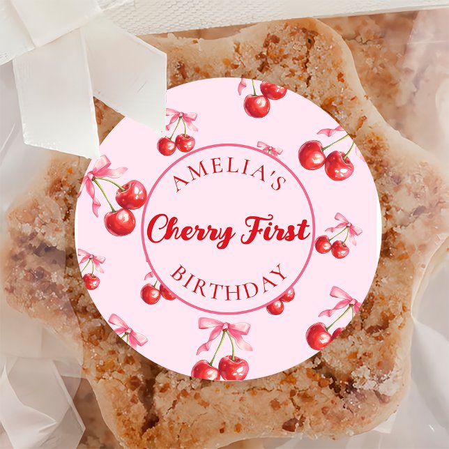 Red Coquette Cherry First Birthday Sticker (Von Creator hochgeladen)