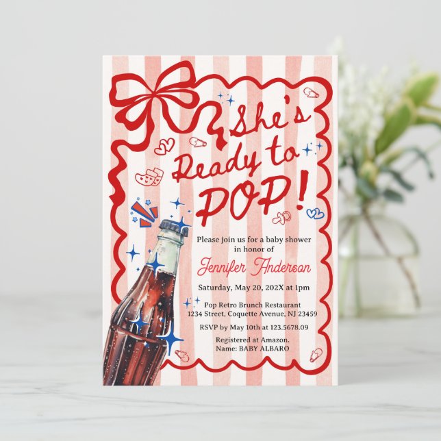 Red Coquette She is Ready to POP Invitation Einladung (Stehend Vorderseite)