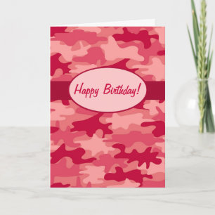 Red Coral Camouflage Camouflage Happy Birthday Cus Karte