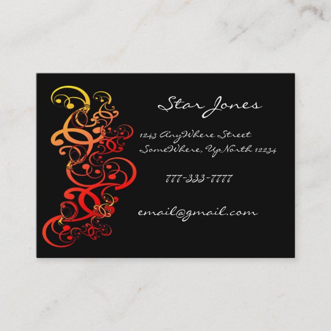 Red Coral Elegante Swirl Business Card Visitenkarte (Vorderseite)