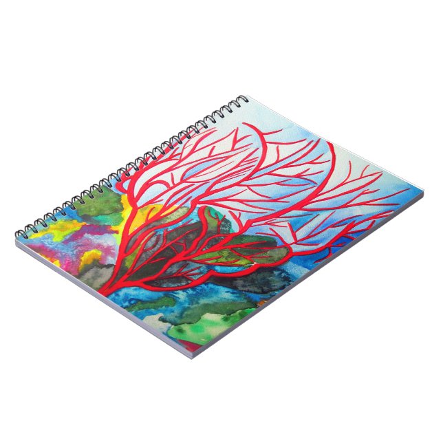 Red Coral Reef Ocean Art Notizblock (Linke Seite)