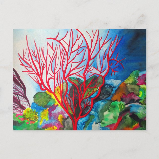 Red Coral Reef Ocean Art Postkarte (Vorderseite)
